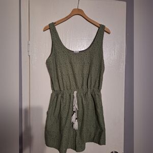 Francesca's Collections Green Tie Front Jumpsuit